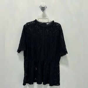 Tobrief‎ Black Lace Short Sleeve Dress Top